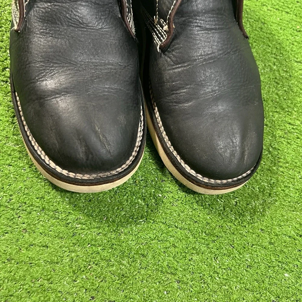 Frye Chukka Boots 10.5 Black Leather Lace Up Casual Dress Ankle Boot White Sole